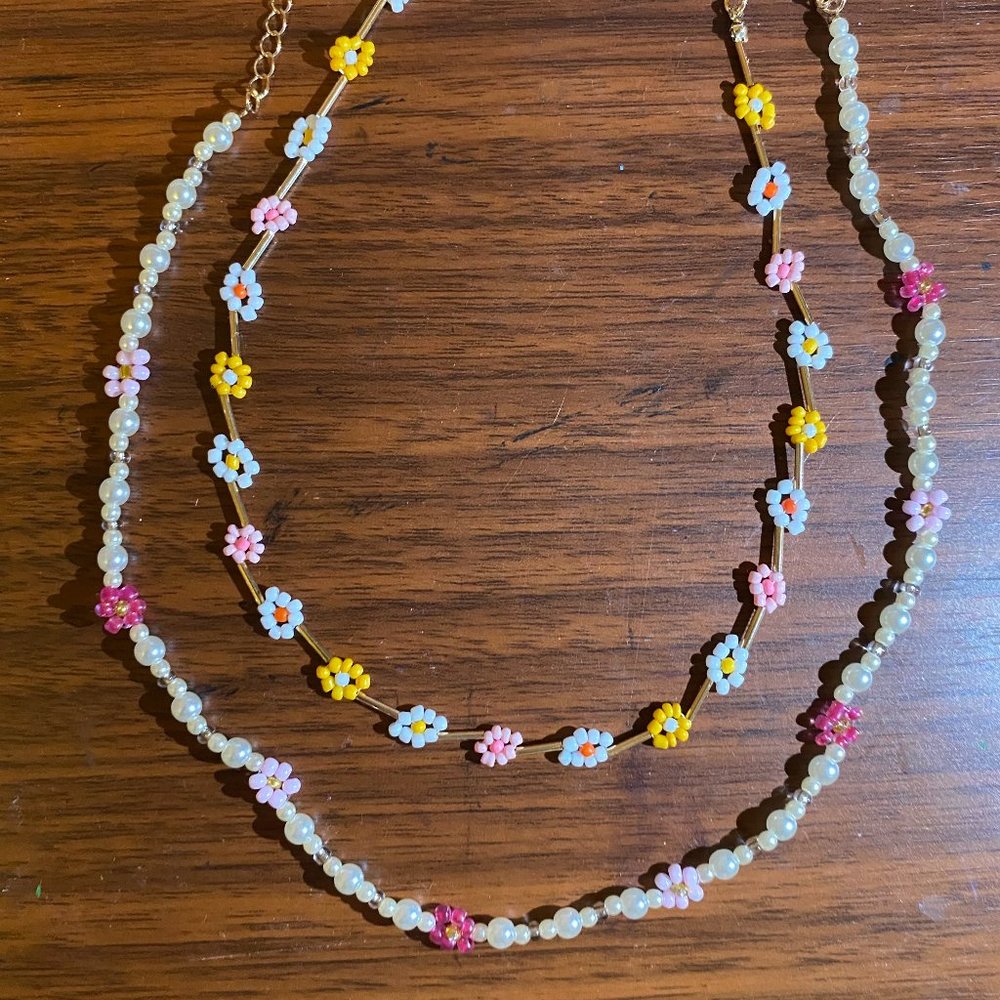 Beaded Flower Necklaces